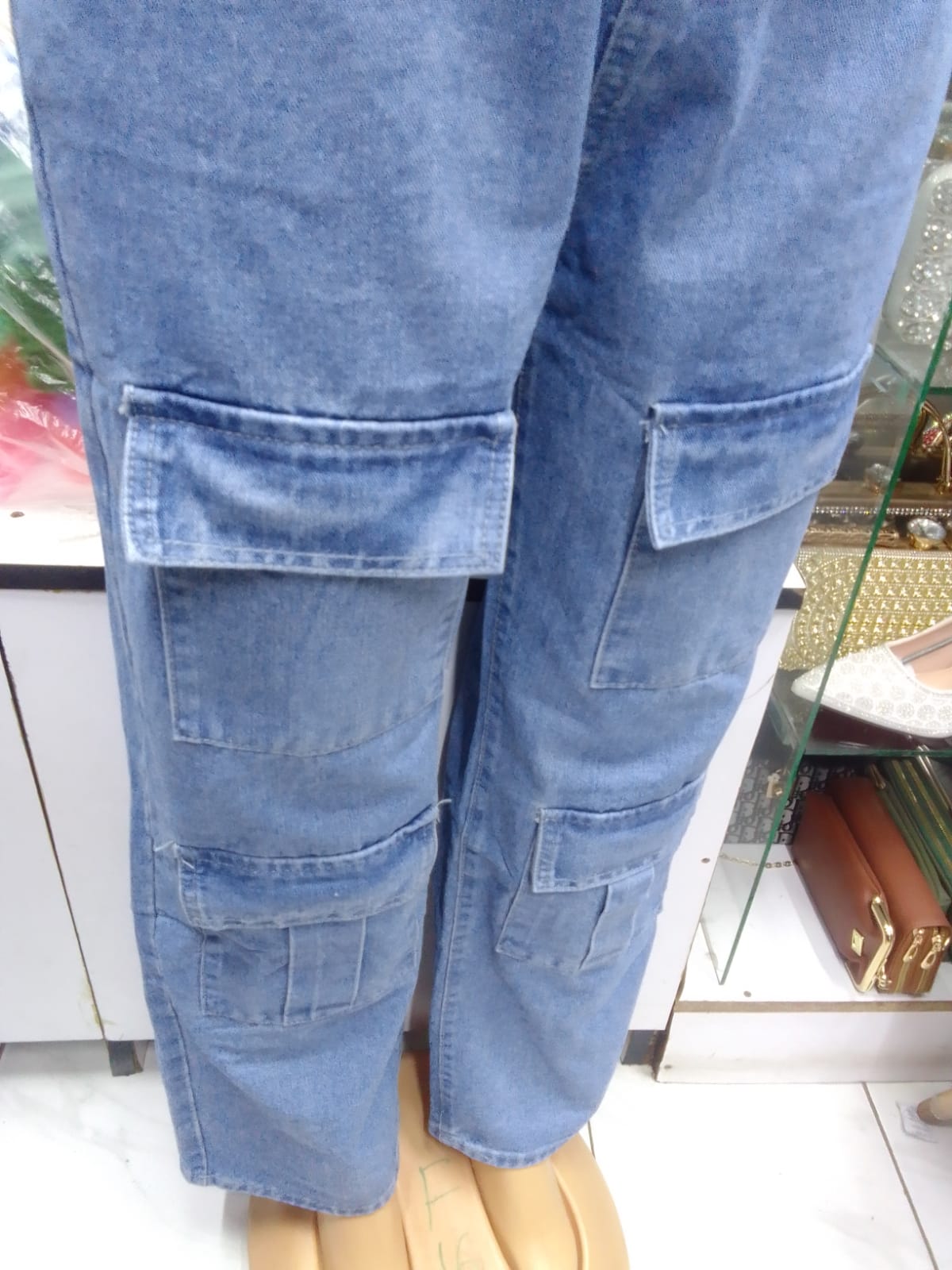 Blue women from pocket mom jeans