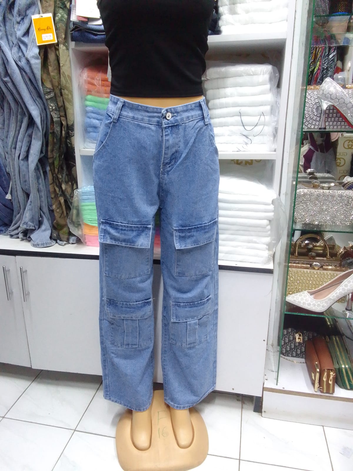 Blue women from pocket mom jeans