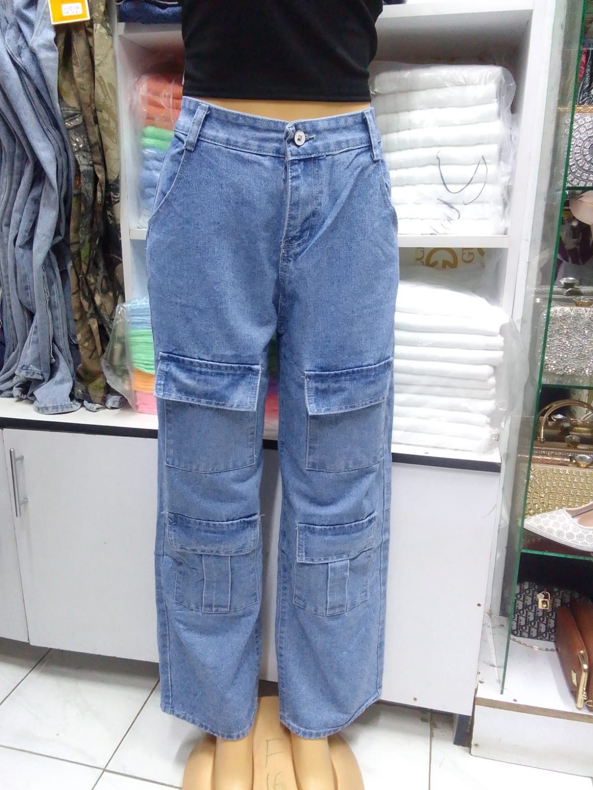 Blue women from pocket mom jeans