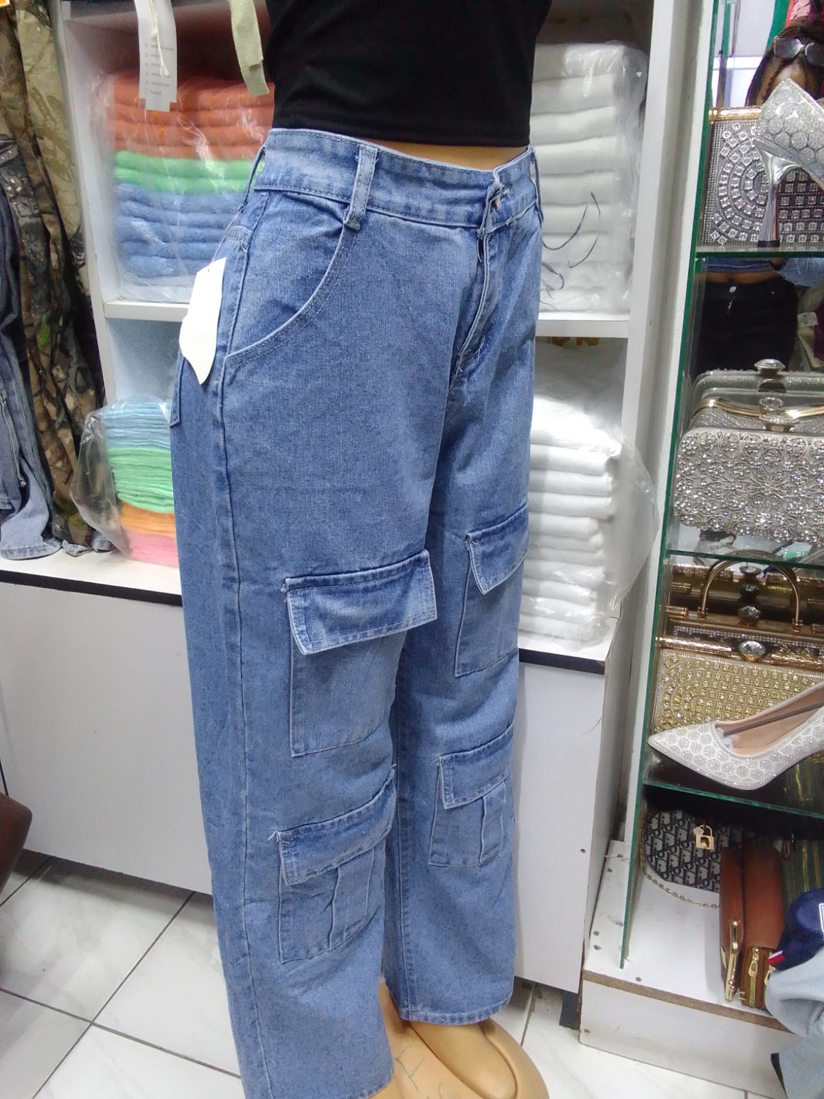 Blue women from pocket mom jeans