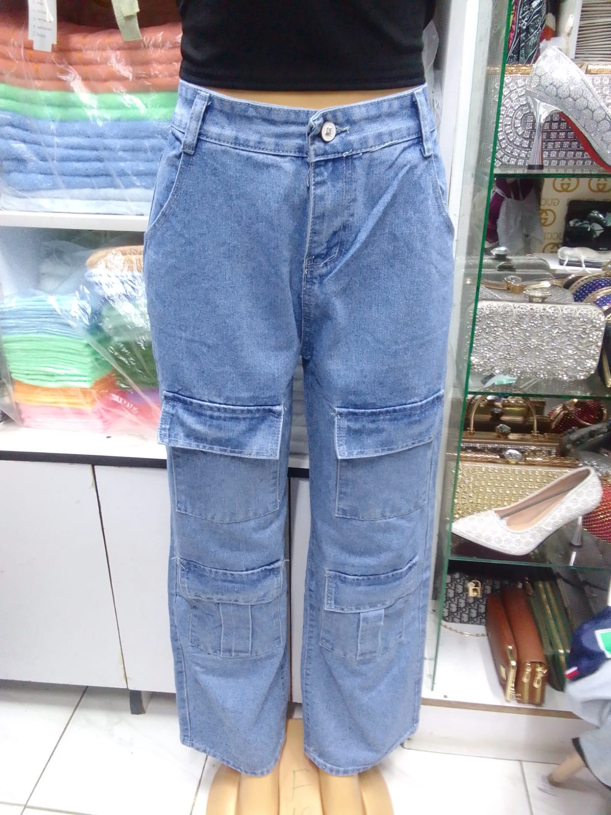 Blue women from pocket mom jeans