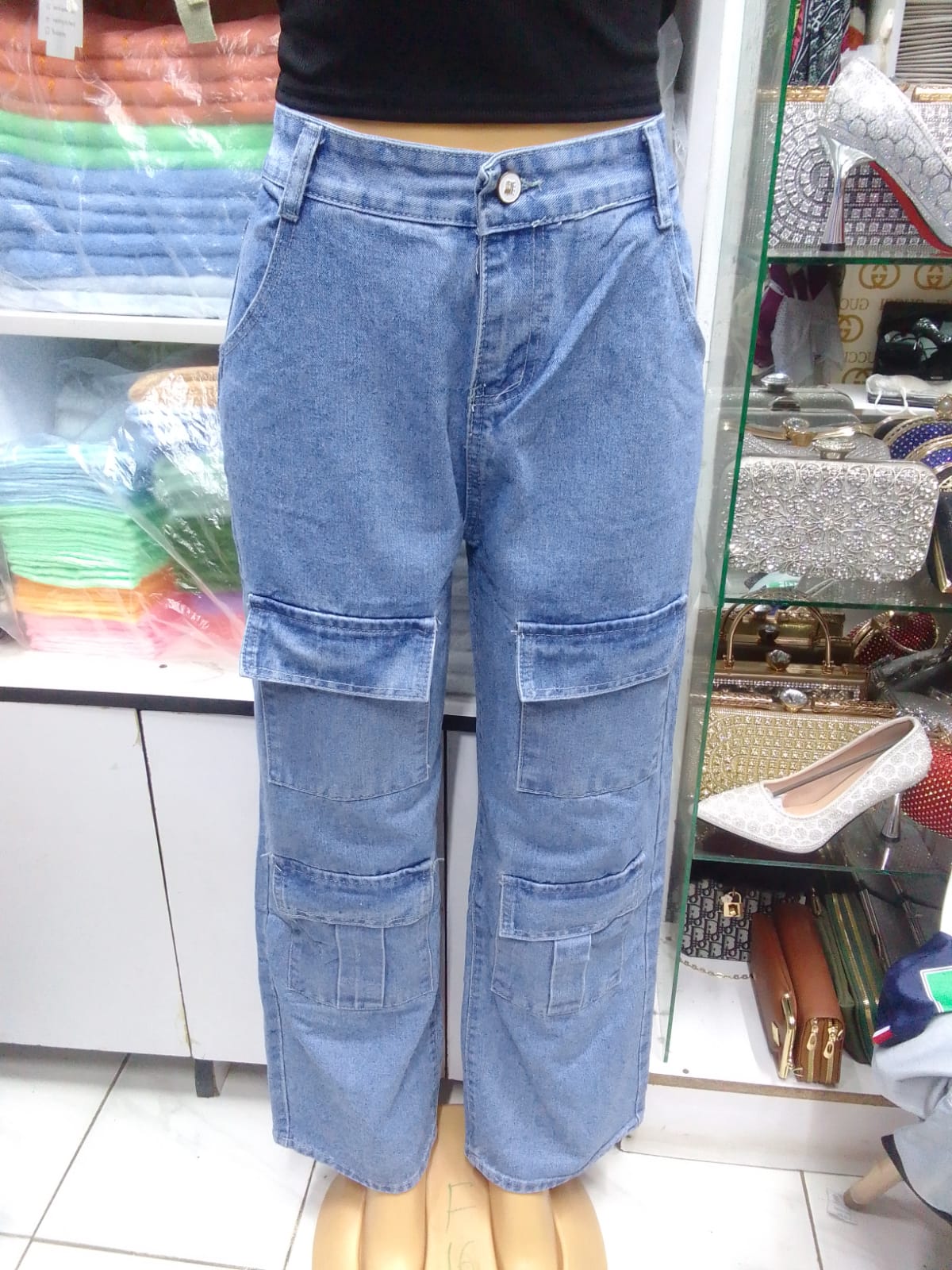 Blue women from pocket mom jeans