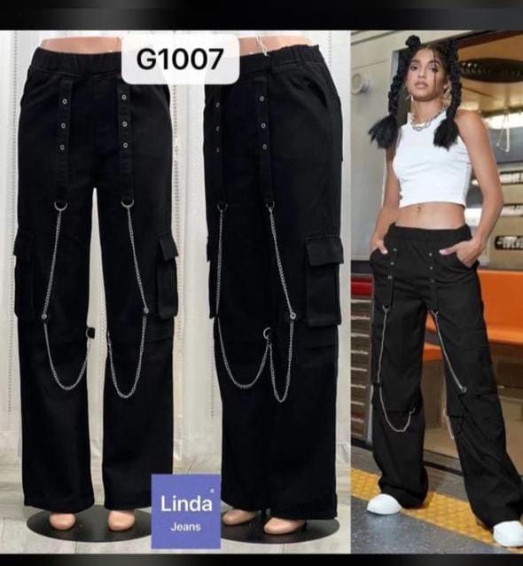 High quality denim-Khaki Women's Wide Leg Casual Pants with Eight Pockets, High Waisted Cargo Pants, Combat Military Trousers (sizes 27, 28, 30, 32, 34)
