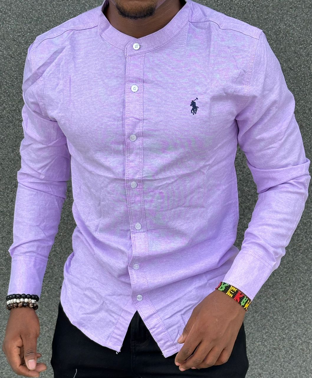 High quality and classic Men's Long Sleeve Mandarin/Chinese Collar Dress Shirts with a Solid Slim Fit Hipster Style