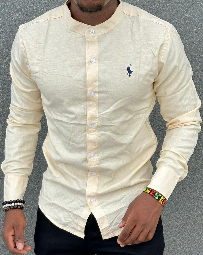 High quality and classic Men's Long Sleeve Mandarin/Chinese Collar Dress Shirts with a Solid Slim Fit Hipster Style