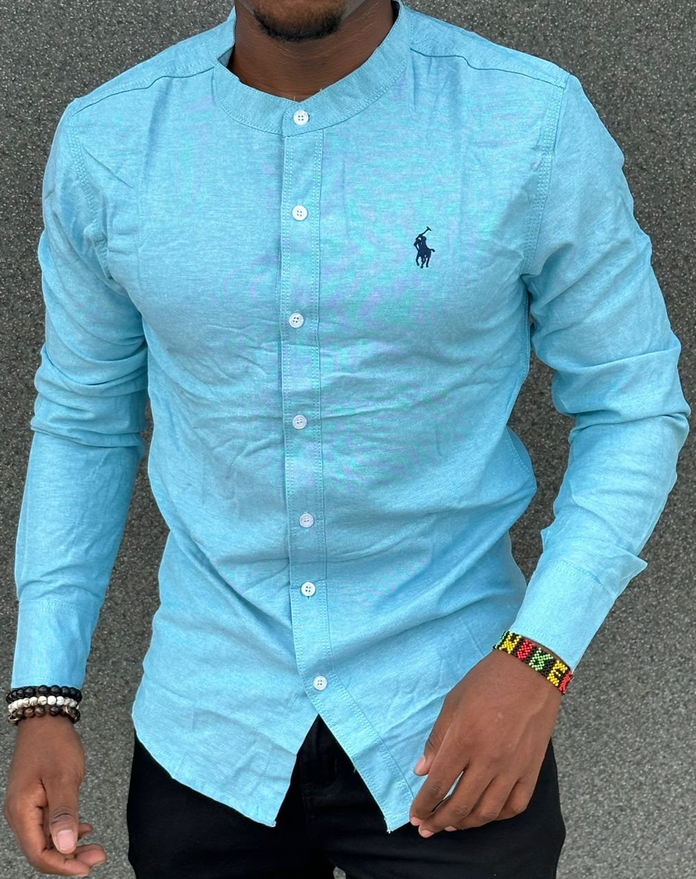 High quality and classic Men's Long Sleeve Mandarin/Chinese Collar Dress Shirts with a Solid Slim Fit Hipster Style