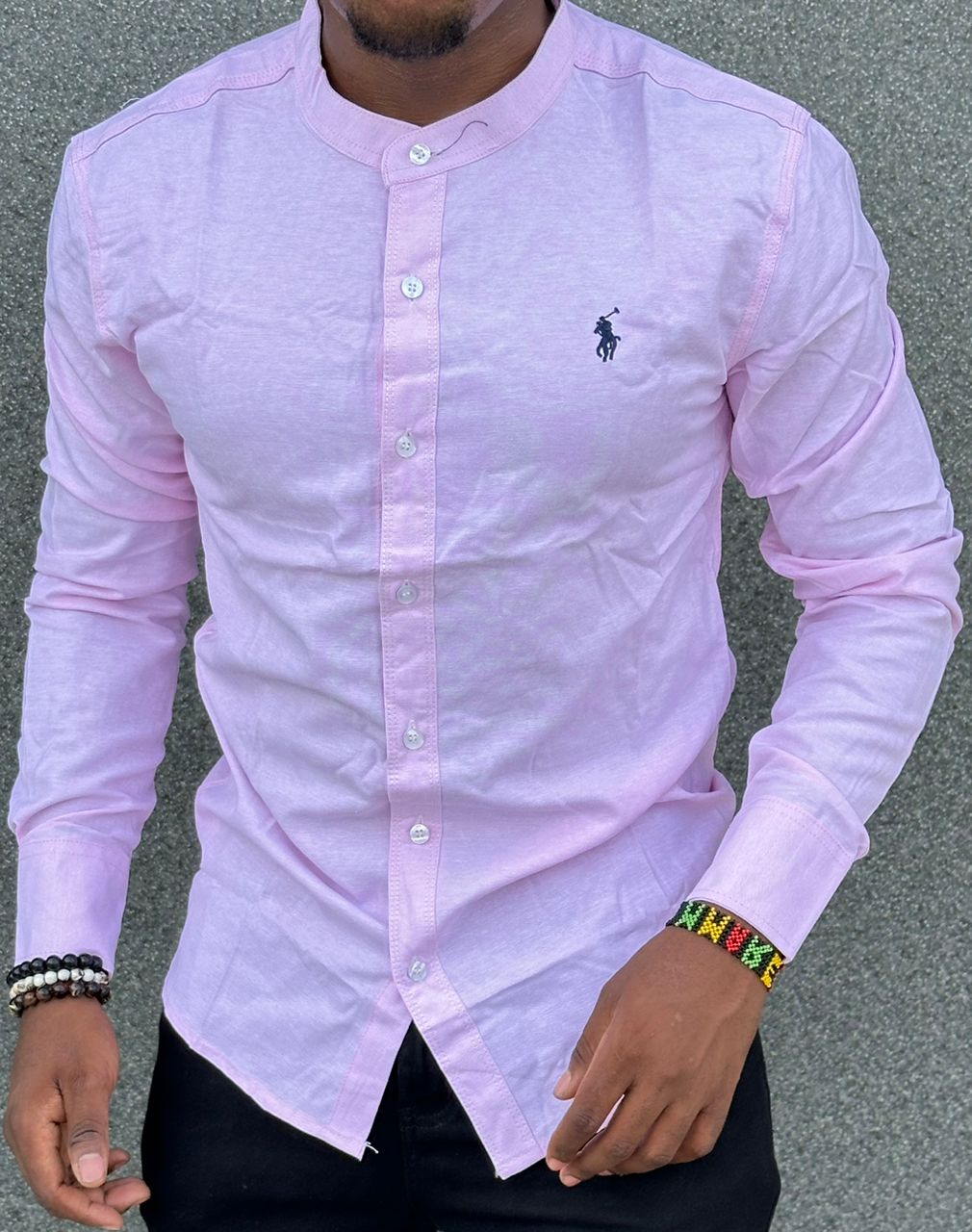 High quality and classic Men's Long Sleeve Mandarin/Chinese Collar Dress Shirts with a Solid Slim Fit Hipster Style