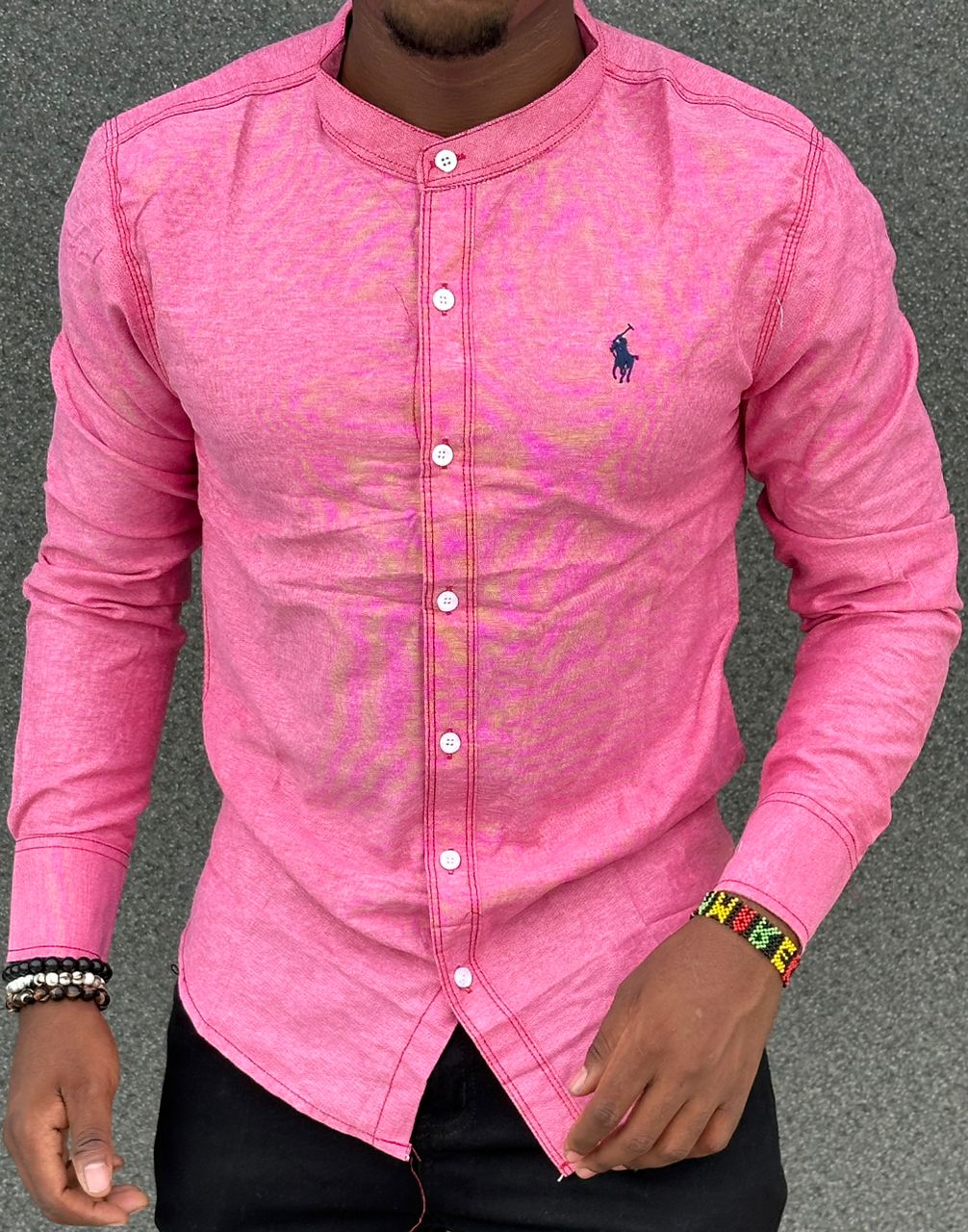 High quality and classic Men's Long Sleeve Mandarin/Chinese Collar Dress Shirts with a Solid Slim Fit Hipster Style