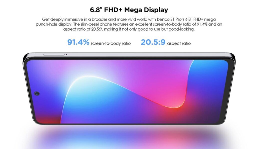 New Arrival BENCO S1 PRO 256GB + 8GB Expandable Upto 16GB  6.8” FHD+ Punch Hole Display Dual Sim 5000mAh battery 33W fast charge with Type-C charging 64MP camera fingerprint lock Smart phones 1 Year W