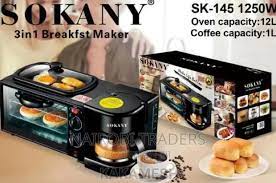 Sokany 3 In 1 Breakfast Maker Toaster with Frying Pan, Portable Oven Breakfast Maker with Coffee Machine, Non Stick Die Cast Grill/Griddle for Bread Egg Sandwich Bacon Sausages