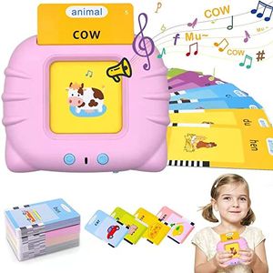 Educational Toddler Toy Flashcards Device,WONFAST 112PCS Double-Sided Illustrations Words Audible Preschool Learning Flash Cards Reader for Kids Boys Girls Birthday Christmas Children Gifts