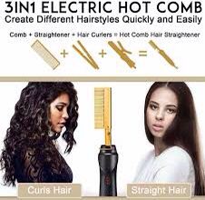 3 in 1 Electric Hot Comb Hair Straightener for Natural Black Hair Wigs Pressing Combs  with free GIFT COMB