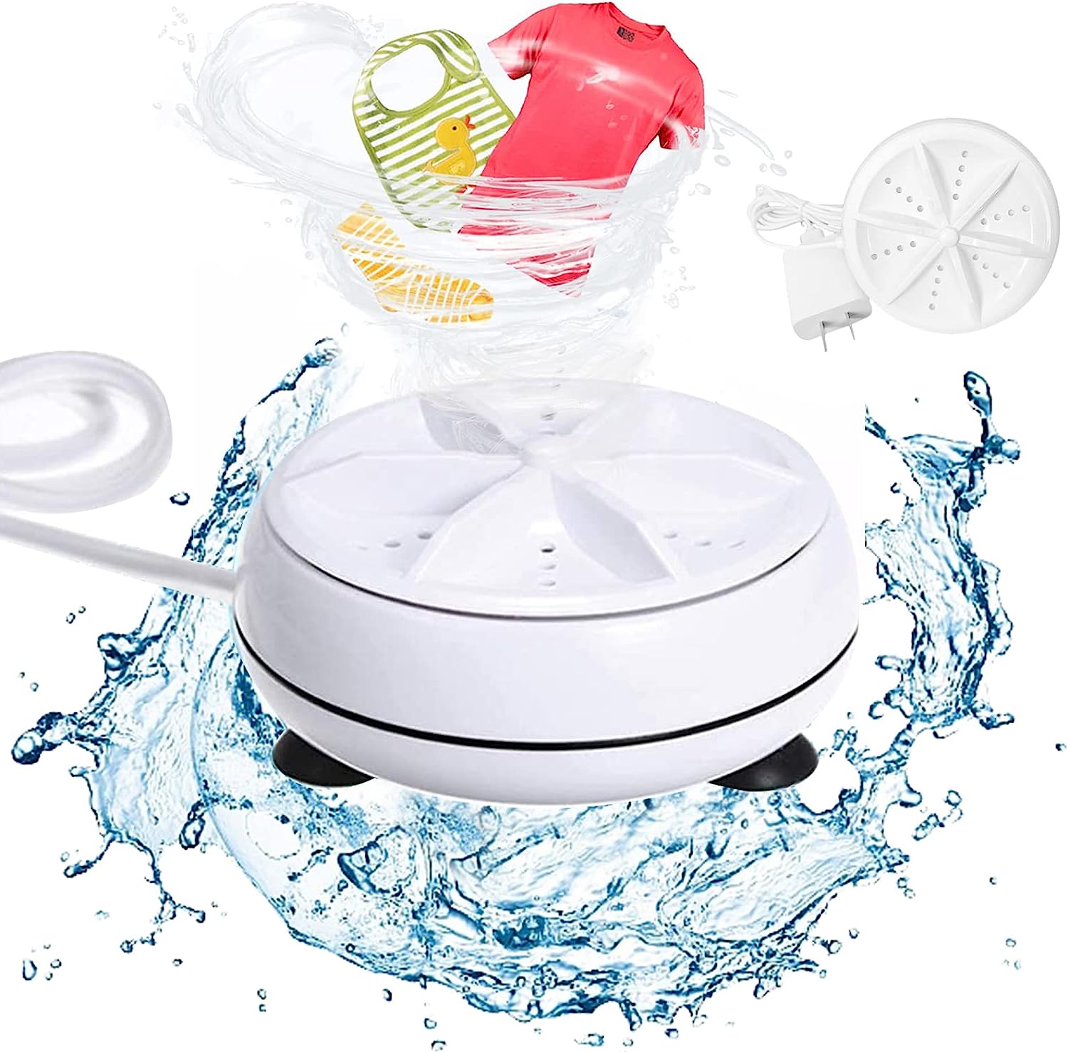 Portable Washing Machine,Mini Washing Machine with Suction Cups, 3 in 1 Bubble Cleaning USB Ultrasonic Powered Turbo Washing Machine & Sink Dishwasher for Camping, Travelling, Business Trip