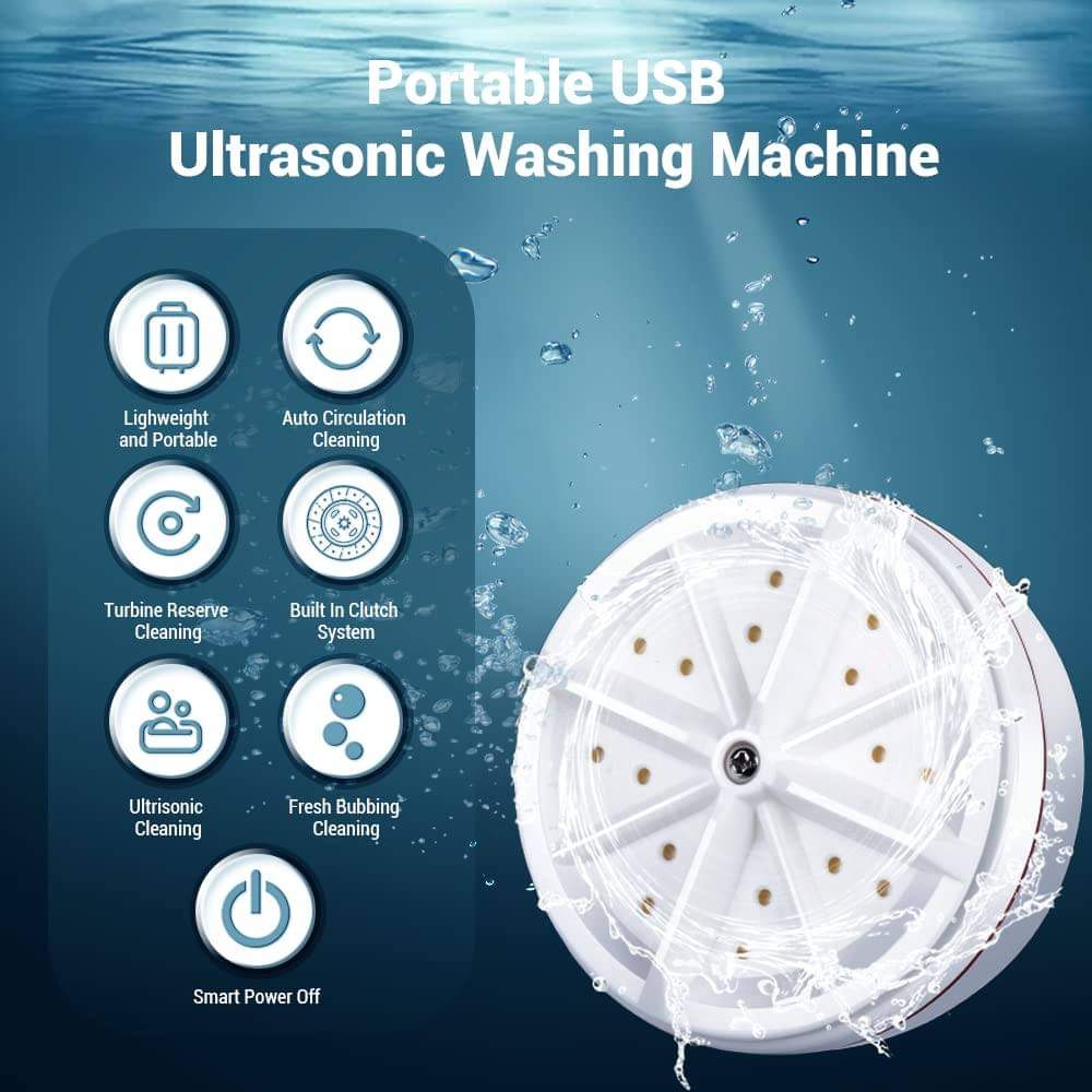Portable Washing Machine,Mini Washing Machine with Suction Cups, 3 in 1 Bubble Cleaning USB Ultrasonic Powered Turbo Washing Machine & Sink Dishwasher for Camping, Travelling, Business Trip