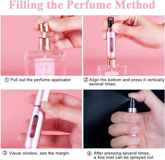 5pcs Refillable Perfume Atomizer Bottle, Portable 5ml Mini Refillable Perfume Spray Scent Pump Case Perfume Dispenser Pump Transfer Tool for Travel