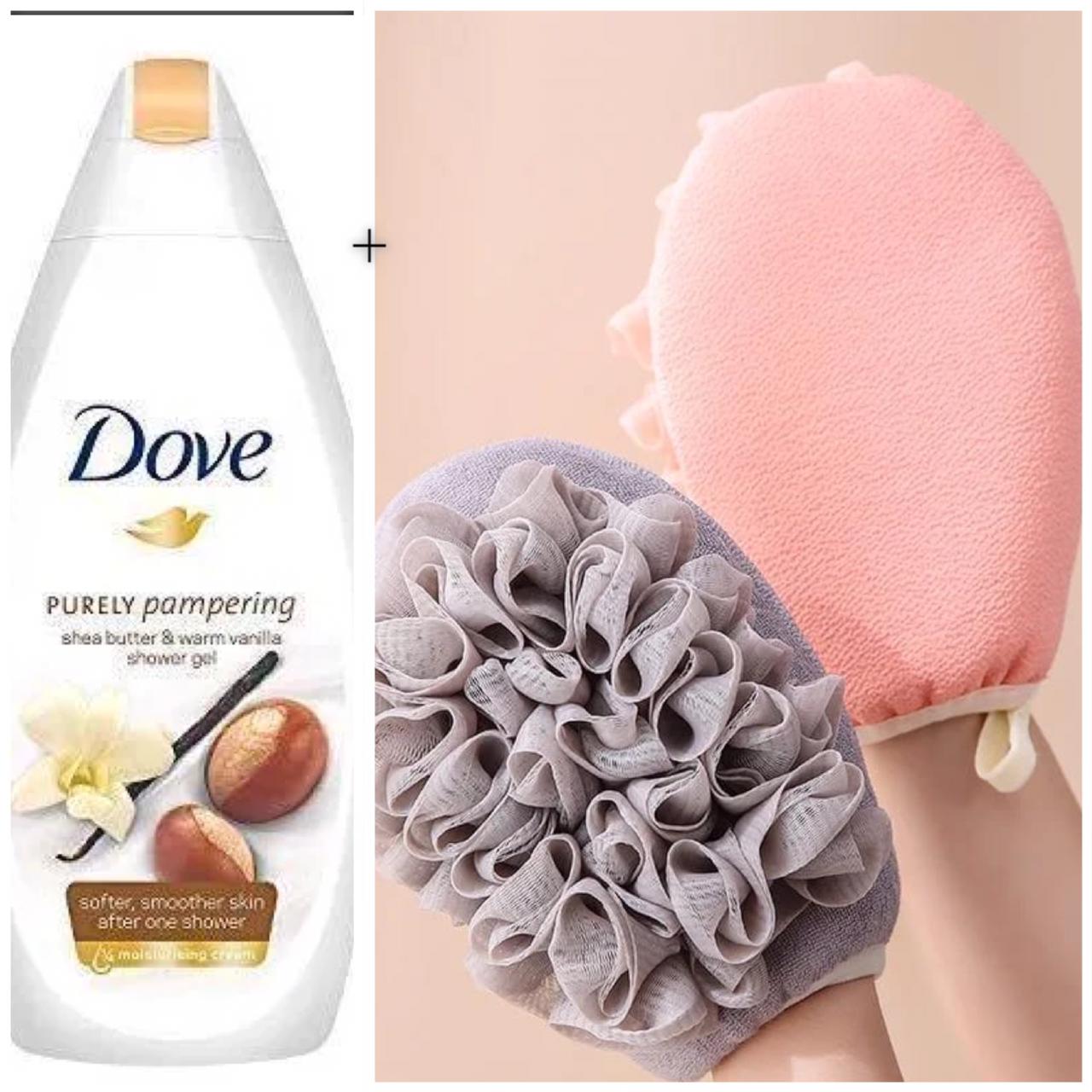 Dove Purely Pampering plus bathing gloves  Nourishing Body Wash, Nutrium Moisture, Shea Butter with Warm Vanilla