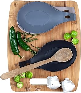 3Pcs Modern Silicone Spoon Rests (Set of 3) | Kitchen Utensil Holders for Stove Top | Quality Food Grade BPA Free Material | Counter Spatula Holder | Stovetop Spoon Rest