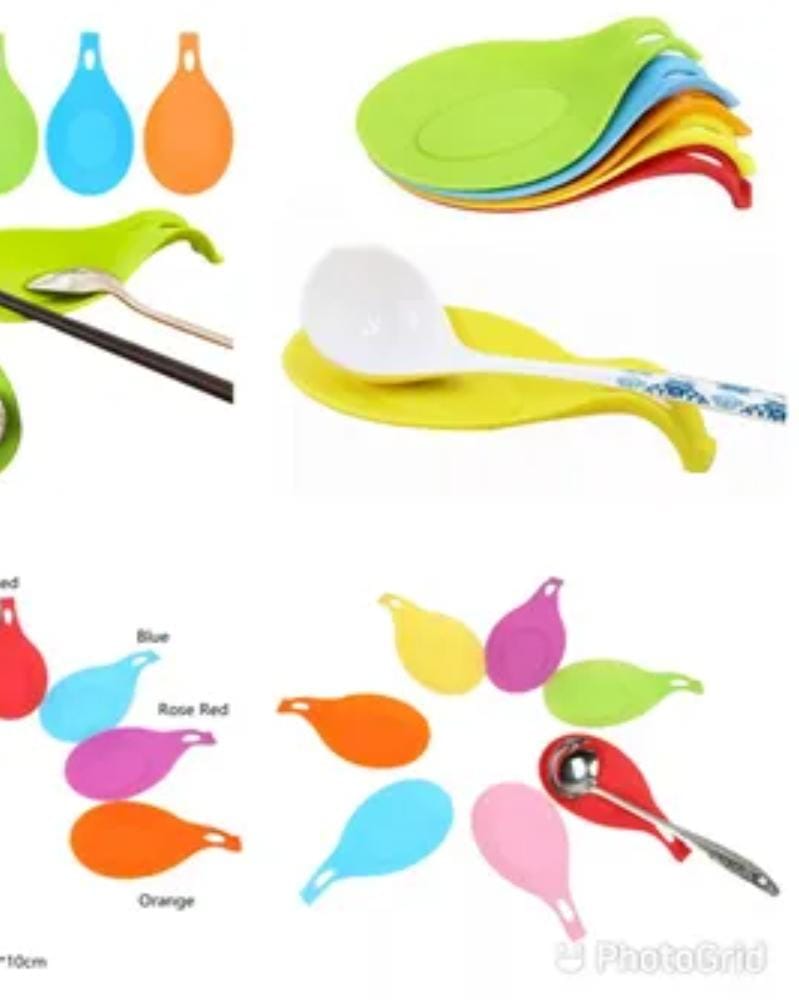3Pcs Modern Silicone Spoon Rests (Set of 3) | Kitchen Utensil Holders for Stove Top | Quality Food Grade BPA Free Material | Counter Spatula Holder | Stovetop Spoon Rest