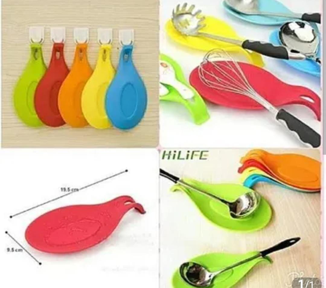 3Pcs Modern Silicone Spoon Rests (Set of 3) | Kitchen Utensil Holders for Stove Top | Quality Food Grade BPA Free Material | Counter Spatula Holder | Stovetop Spoon Rest