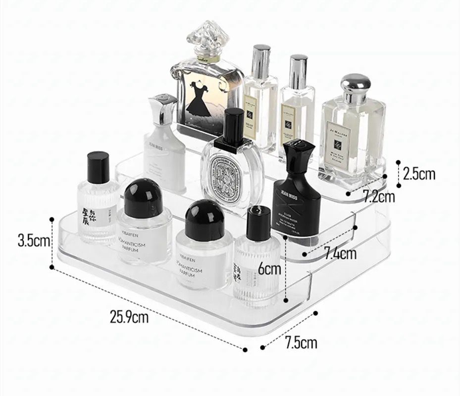 Acrylic Display Shelf Clear Acrylic Riser Display Stand Cupcake Dessert Holder Perfume Storage Shelf for Dressing Table, Makeup Product Organizer Rack