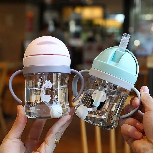 250 ml Weighted Straw Cup, Baby Straw Cup, Leak-Proof Bite Spout Drinking Cup, Weighted Straw, Learning Drinking, Sippy Cup for Toddlers 8+ Months Baby