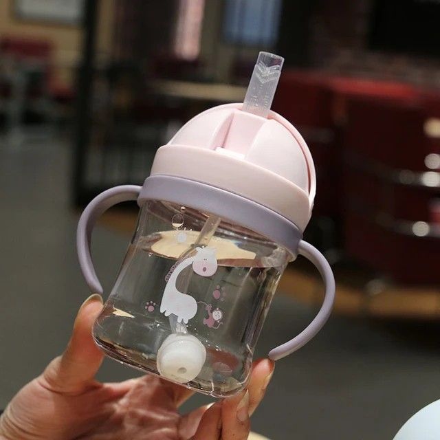 250 ml Weighted Straw Cup, Baby Straw Cup, Leak-Proof Bite Spout Drinking Cup, Weighted Straw, Learning Drinking, Sippy Cup for Toddlers 8+ Months Baby