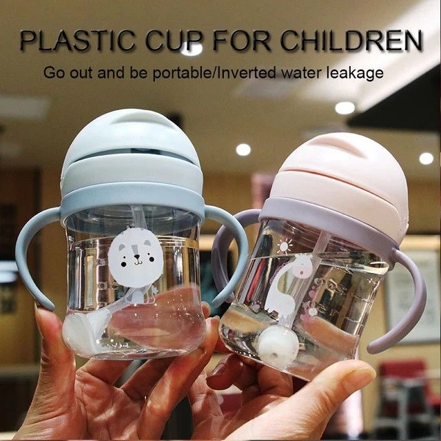 250 ml Weighted Straw Cup, Baby Straw Cup, Leak-Proof Bite Spout Drinking Cup, Weighted Straw, Learning Drinking, Sippy Cup for Toddlers 8+ Months Baby