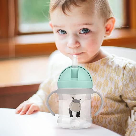 250 ml Weighted Straw Cup, Baby Straw Cup, Leak-Proof Bite Spout Drinking Cup, Weighted Straw, Learning Drinking, Sippy Cup for Toddlers 8+ Months Baby