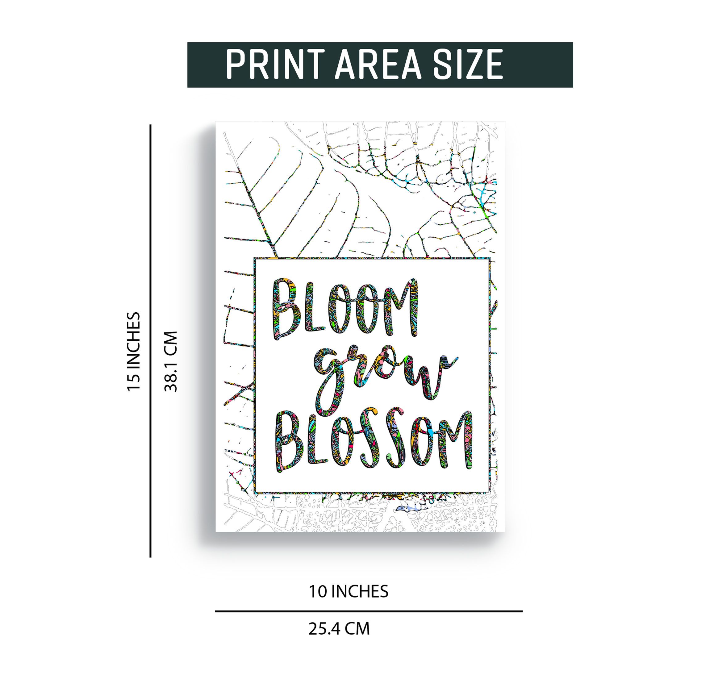 Bloom Grow Blossom, Encouraging Quote for Home Decor, A4 Size Medium Size Painting, A3 Size Large Wall Hanging for Home Decor Ready to hang, White Wooden Frame Painting, Modern Black Frame