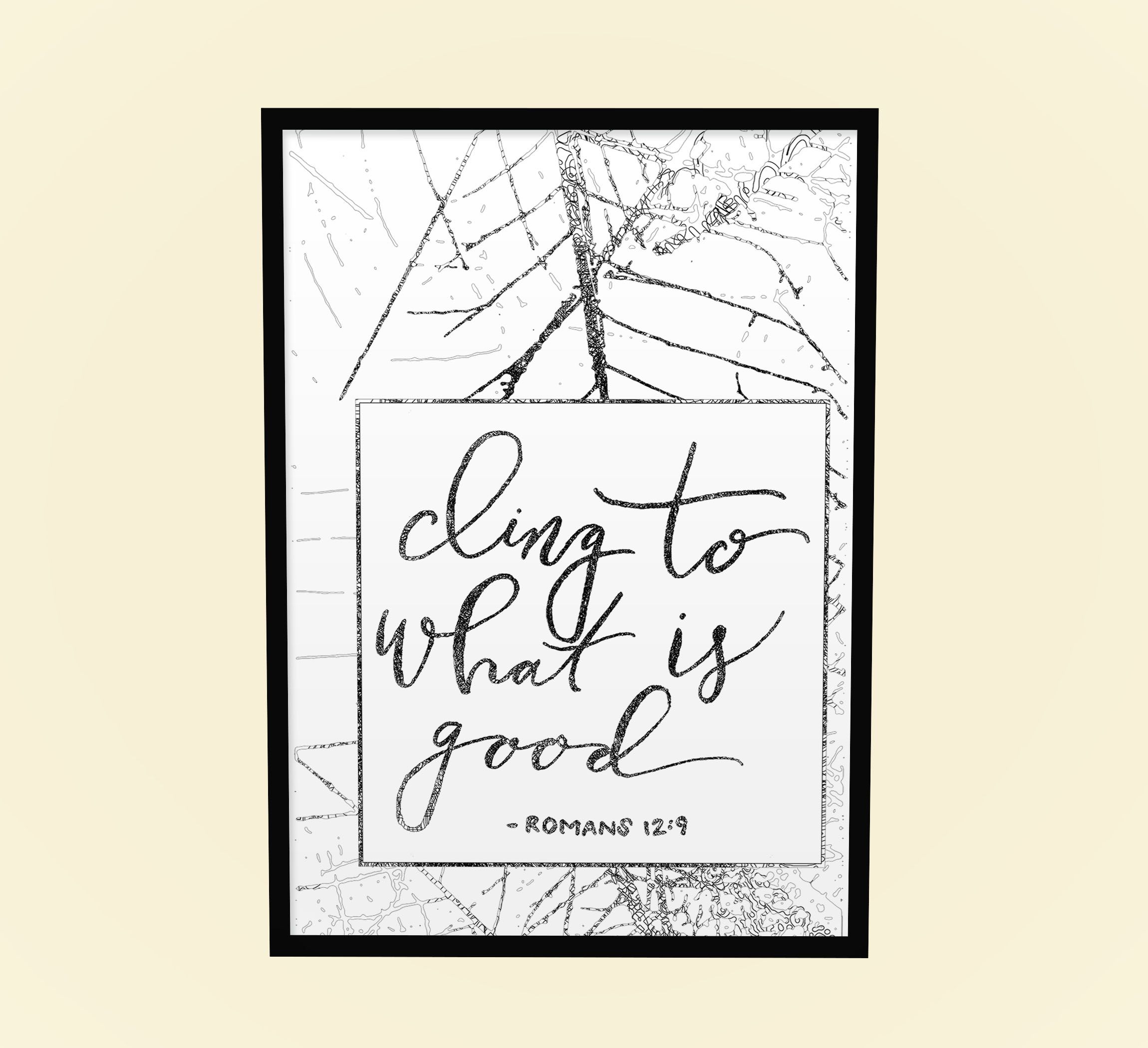 Cling to What is Good, Bible verse Reading  Wall Art Hanging, Black A4 Size Framed Poster, Framed Wall Decor A3 Size, Large Framed Wall Hanging for Christian Home Dcor Ready to Hang Gift for Her
