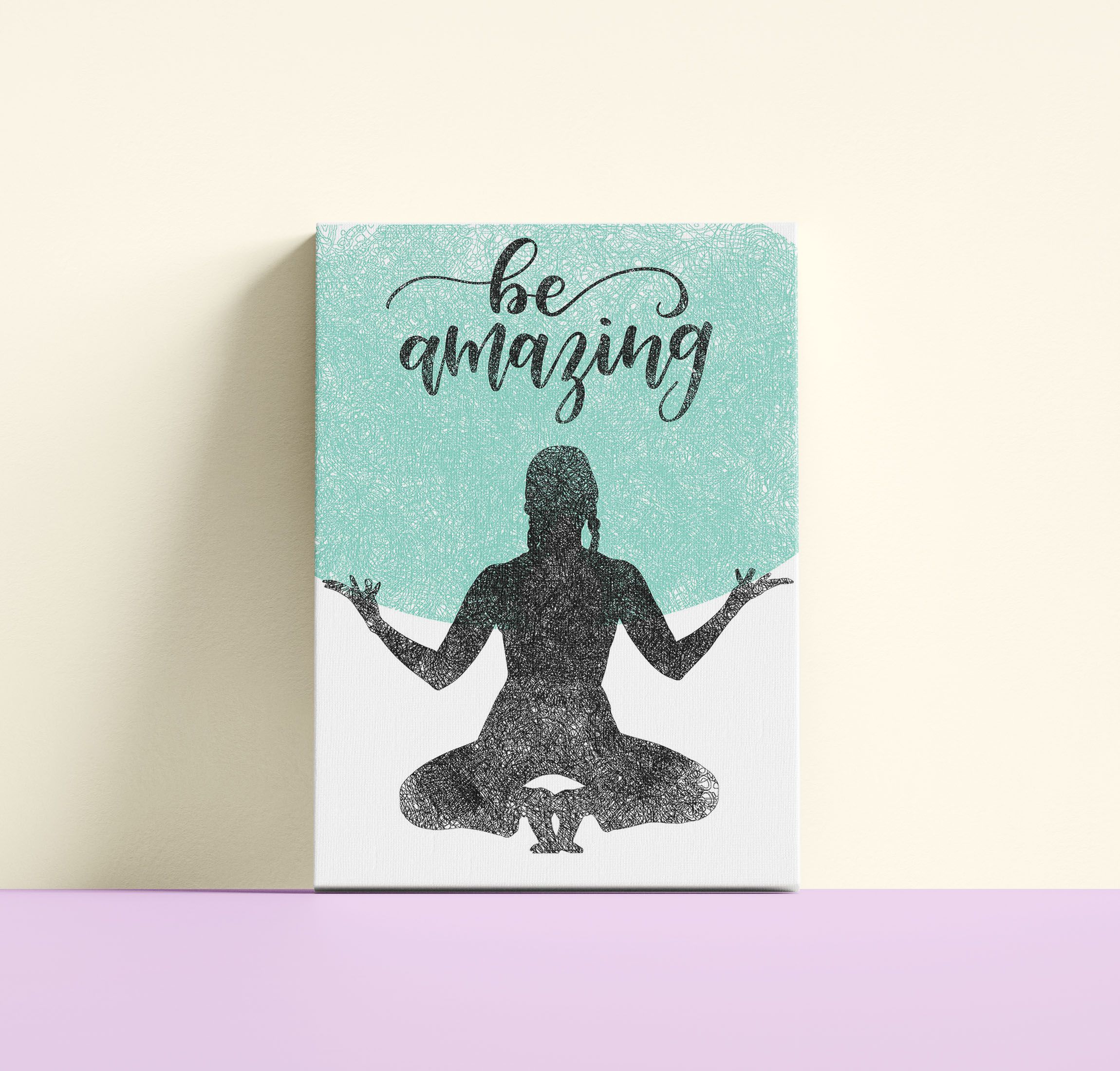Yoga Lover canvas Be Amazing, Be Wild Printed Canvas, Stretched on Framed, Ready to Hang Artwork, Canvas Poser for Home Decoration- Living Room, Dining Room, Bedroom, Front Porch, Waterproof Canvas