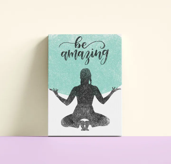 Yoga Lover canvas Be Amazing, Be Wild Printed Canvas, Stretched on Framed, Ready to Hang Artwork, Canvas Poser for Home Decoration- Living Room, Dining Room, Bedroom, Front Porch, Waterproof Canvas
