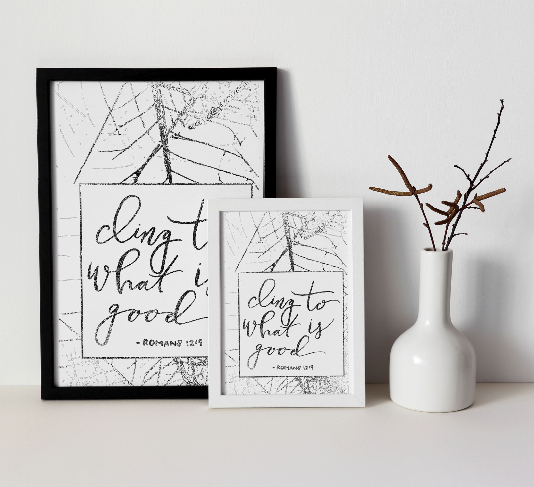 Cling to What is Good, Bible verse Reading  Wall Art Hanging, Black A4 Size Framed Poster, Framed Wall Decor A3 Size, Large Framed Wall Hanging for Christian Home Dcor Ready to Hang Gift for Her