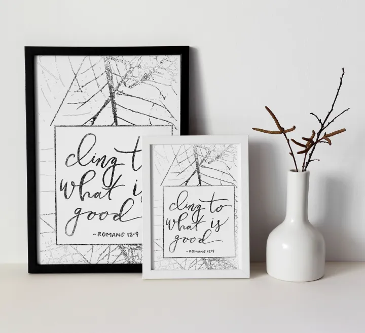 Cling to What is Good, Bible verse Reading  Wall Art Hanging, Black A4 Size Framed Poster, Framed Wall Decor A3 Size, Large Framed Wall Hanging for Christian Home Dcor Ready to Hang Gift for Her