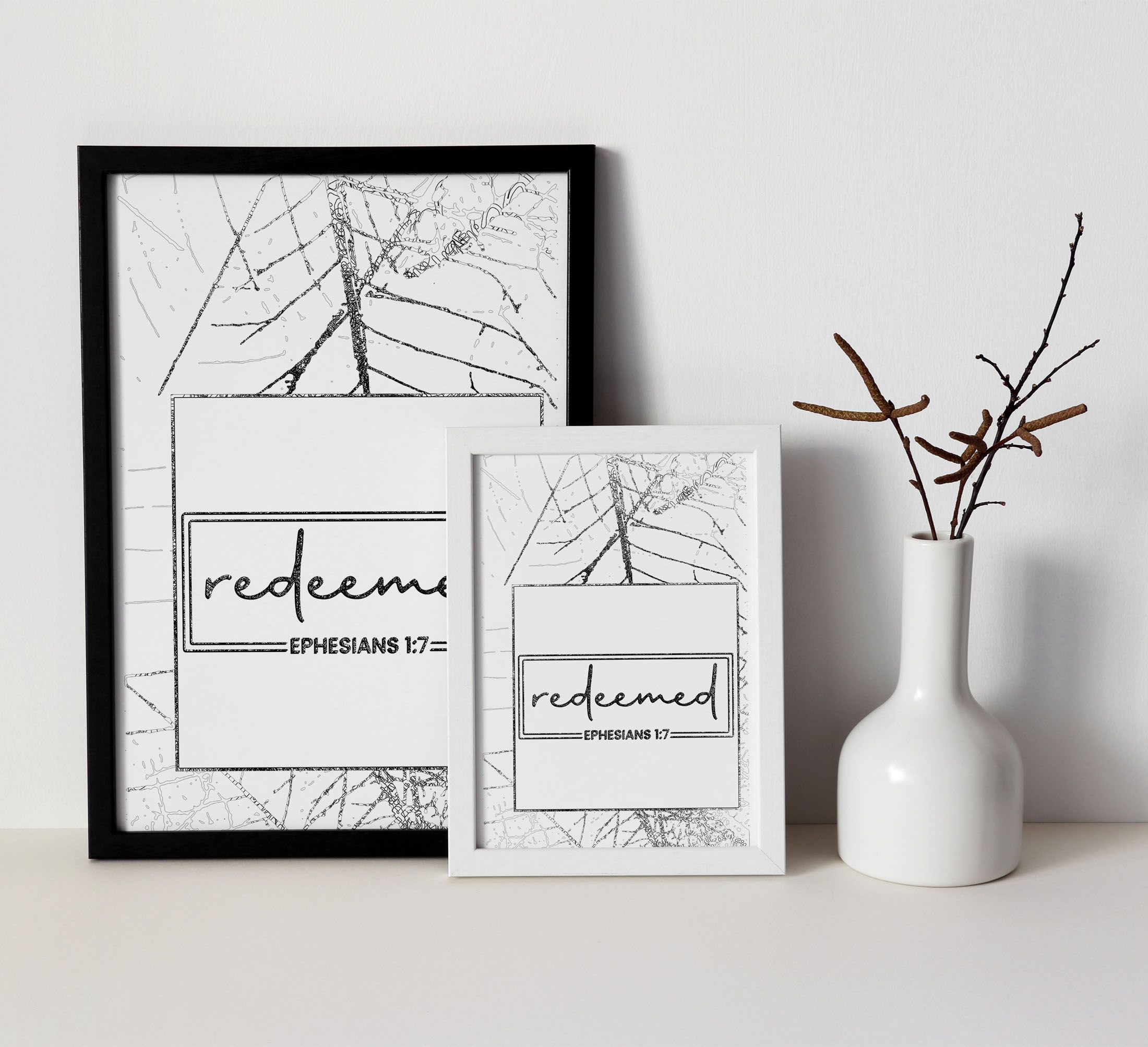 Redeemed Wall Poster for Christian Home Decor, Bible Verse Quote Wall Hanging, Wooden Framed Wall Art Ready to Hang, Framed A3 Size, Black Frame A4 Portrait Picture, Home Decoration