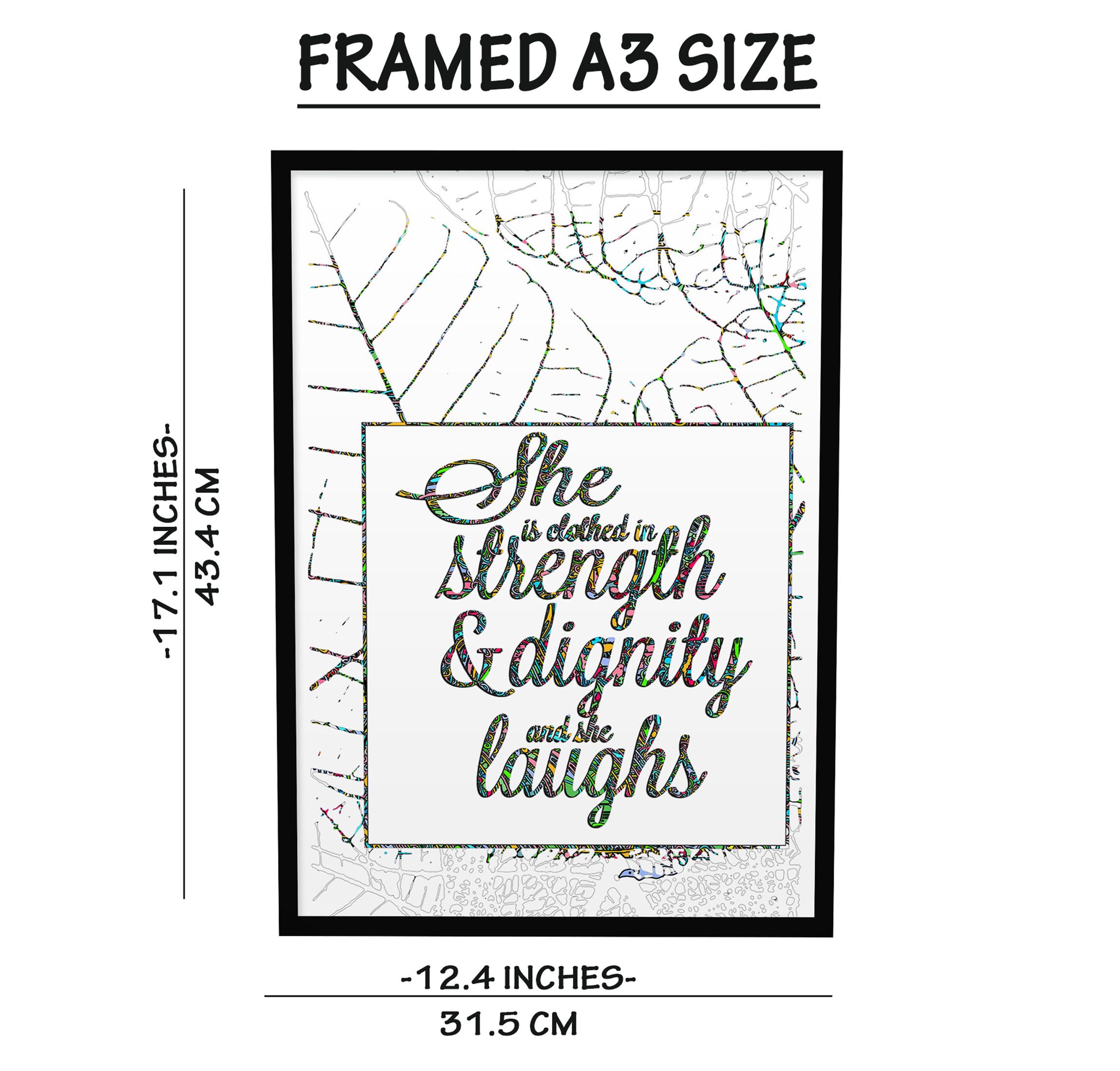 Proverbs 31:25, She is Clothed with Strength and Dignity, Bible Verse Wall Art, Christian Gift for Women, Scripture Poster, Framed Print, Bible Verse Wall Art, Girls Room Wall Decor, Gift For Her