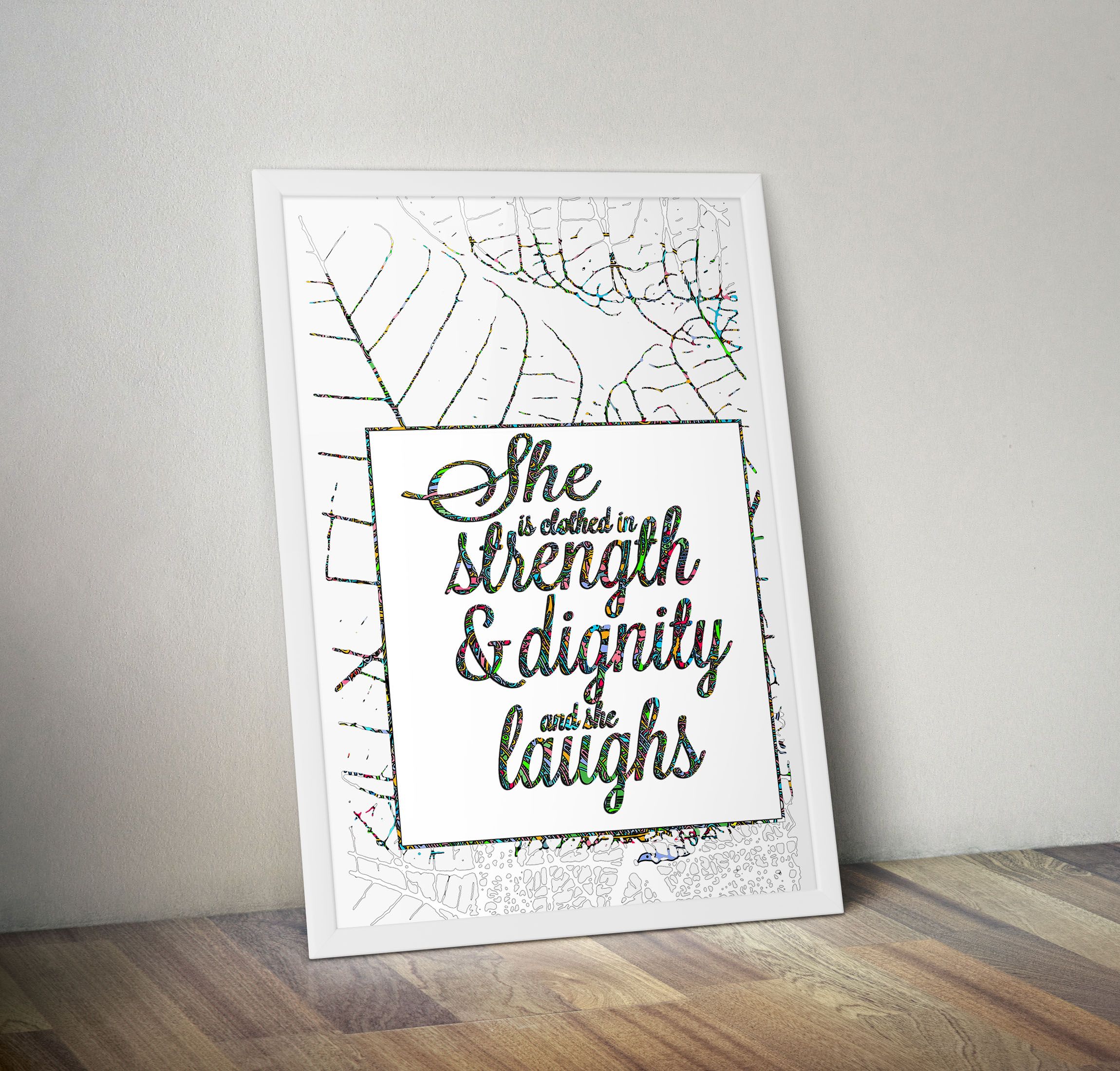 Proverbs 31:25, She is Clothed with Strength and Dignity, Bible Verse Wall Art, Christian Gift for Women, Scripture Poster, Framed Print, Bible Verse Wall Art, Girls Room Wall Decor, Gift For Her