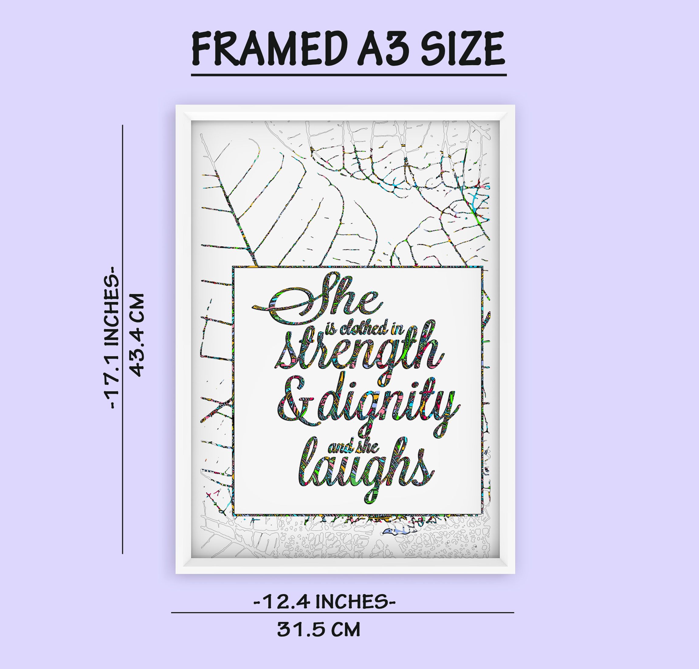 Proverbs 31:25, She is Clothed with Strength and Dignity, Bible Verse Wall Art, Christian Gift for Women, Scripture Poster, Framed Print, Bible Verse Wall Art, Girls Room Wall Decor, Gift For Her