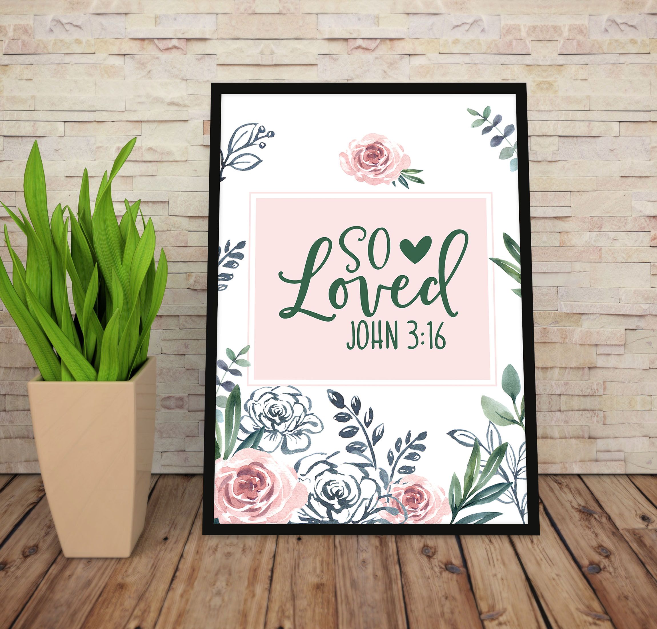 You Are So Loved Print, Floral Background Nursery Art, Framed A3 Size Wall Art, Home Decoration Gift for Girl Nursery Decor, Baby Room Decor Wll Hanging, Framed A4 Size Poster for Nursery Decor Quote