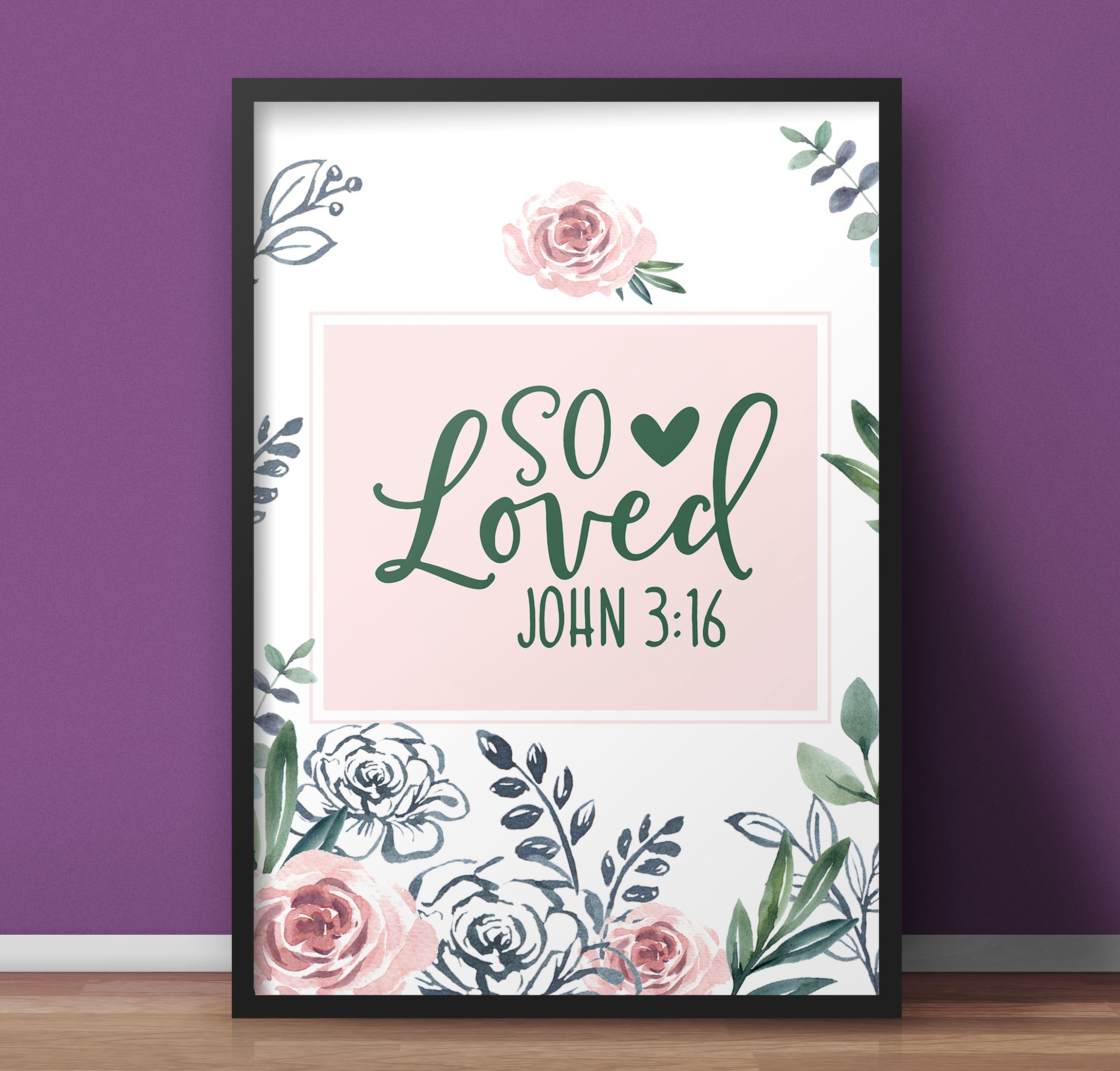 You Are So Loved Print, Floral Background Nursery Art, Framed A3 Size Wall Art, Home Decoration Gift for Girl Nursery Decor, Baby Room Decor Wll Hanging, Framed A4 Size Poster for Nursery Decor Quote