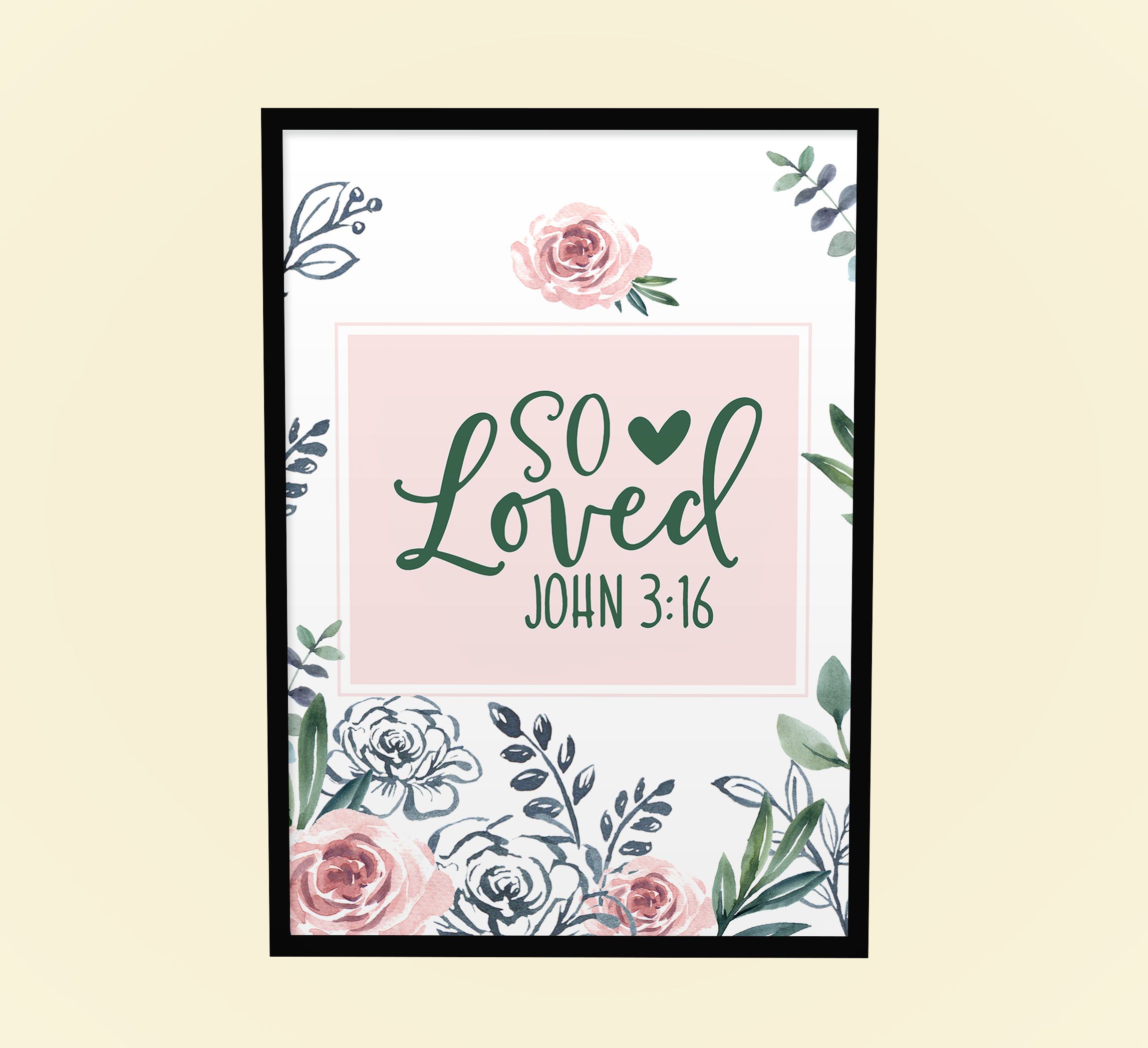 You Are So Loved Print, Floral Background Nursery Art, Framed A3 Size Wall Art, Home Decoration Gift for Girl Nursery Decor, Baby Room Decor Wll Hanging, Framed A4 Size Poster for Nursery Decor Quote