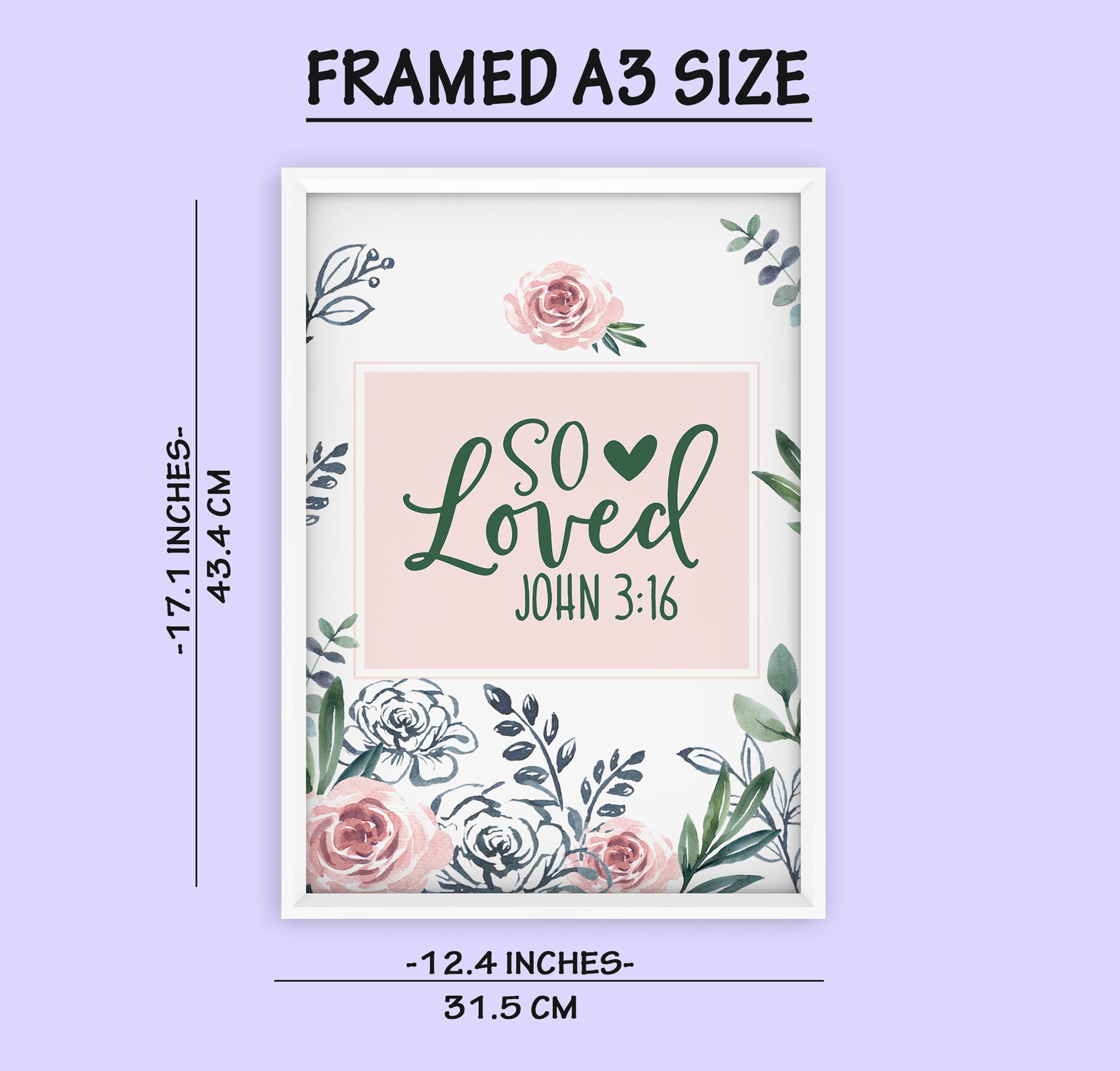 You Are So Loved Print, Floral Background Nursery Art, Framed A3 Size Wall Art, Home Decoration Gift for Girl Nursery Decor, Baby Room Decor Wll Hanging, Framed A4 Size Poster for Nursery Decor Quote