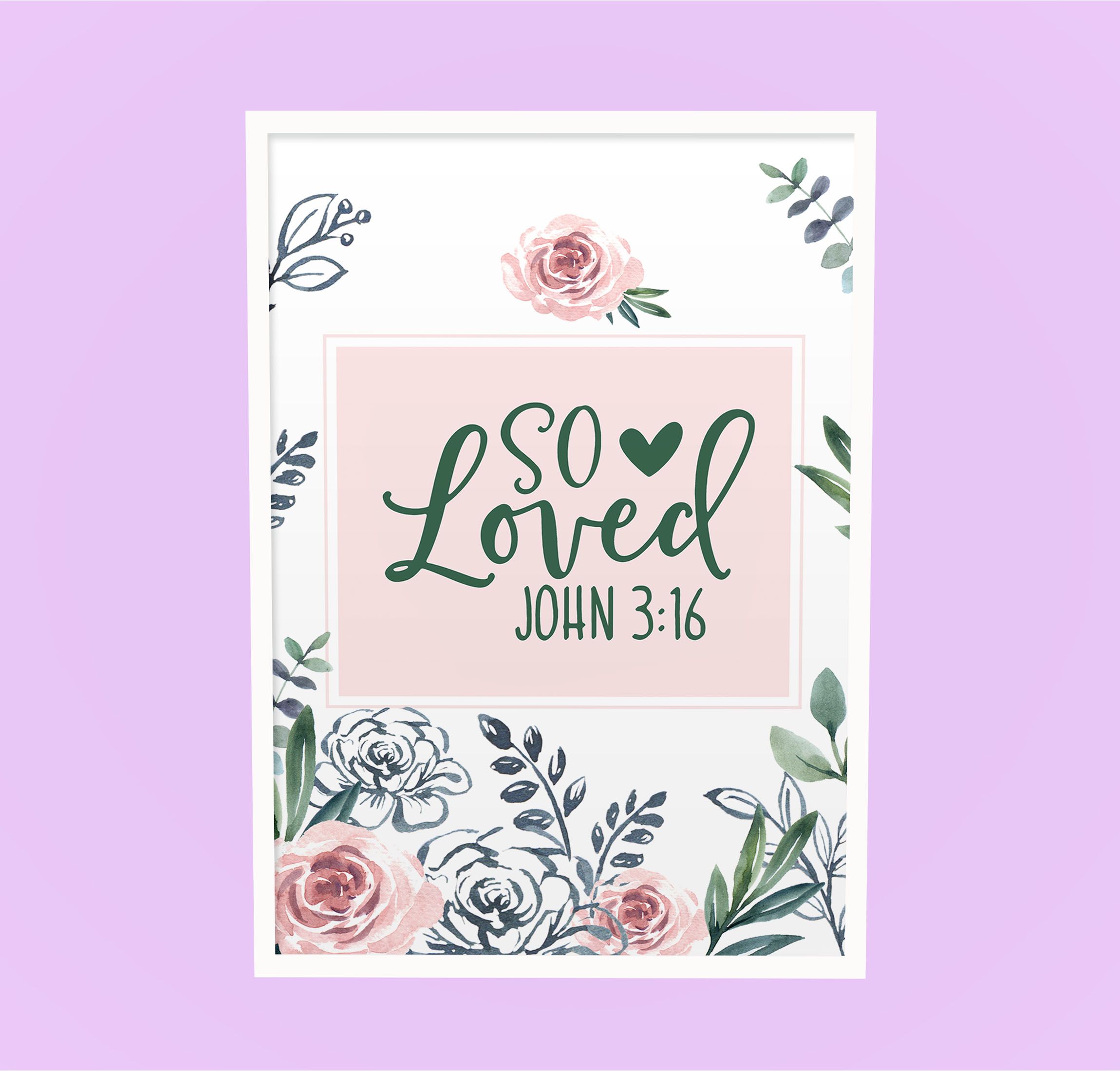 You Are So Loved Print, Floral Background Nursery Art, Framed A3 Size Wall Art, Home Decoration Gift for Girl Nursery Decor, Baby Room Decor Wll Hanging, Framed A4 Size Poster for Nursery Decor Quote