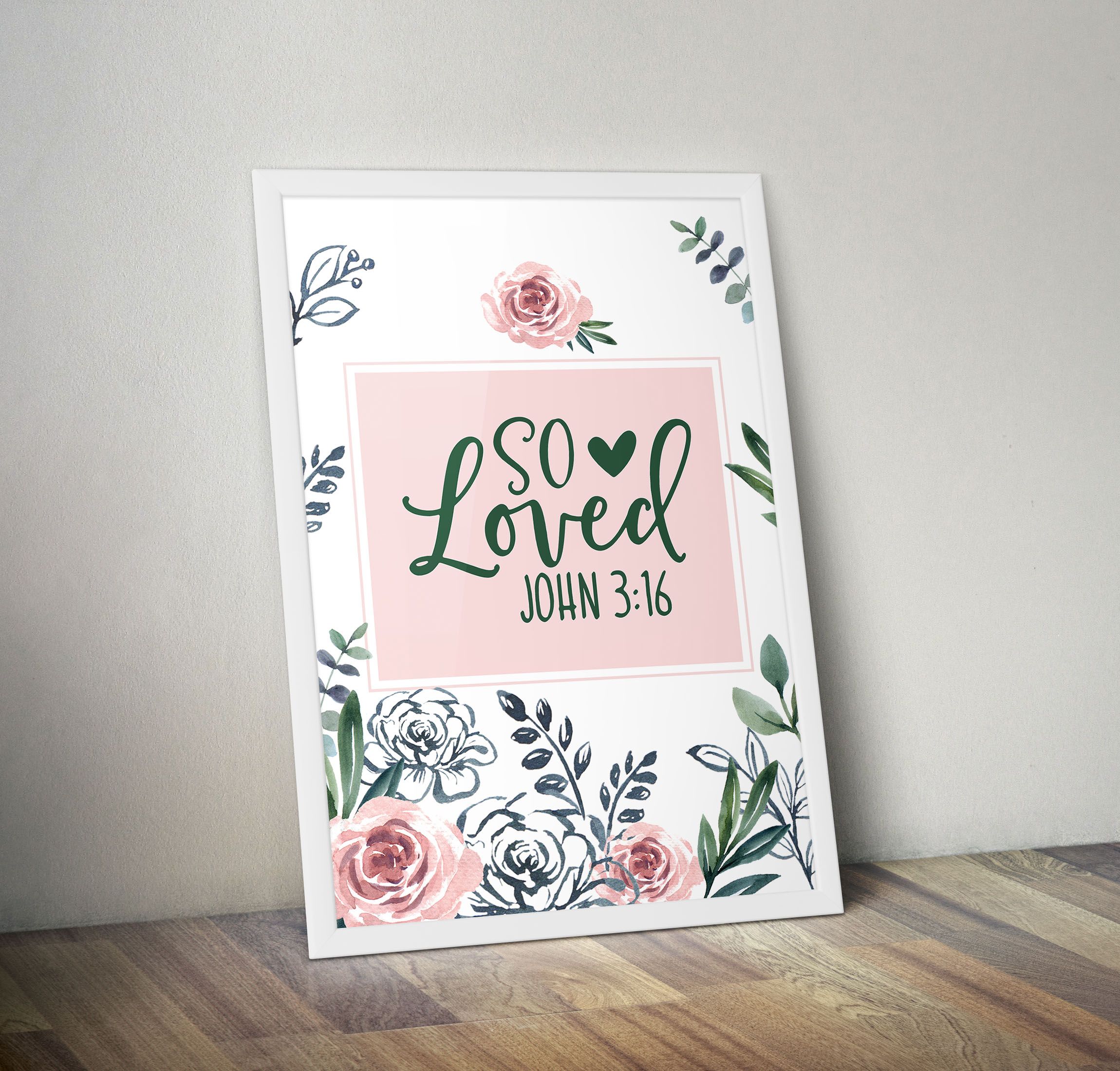 You Are So Loved Print, Floral Background Nursery Art, Framed A3 Size Wall Art, Home Decoration Gift for Girl Nursery Decor, Baby Room Decor Wll Hanging, Framed A4 Size Poster for Nursery Decor Quote