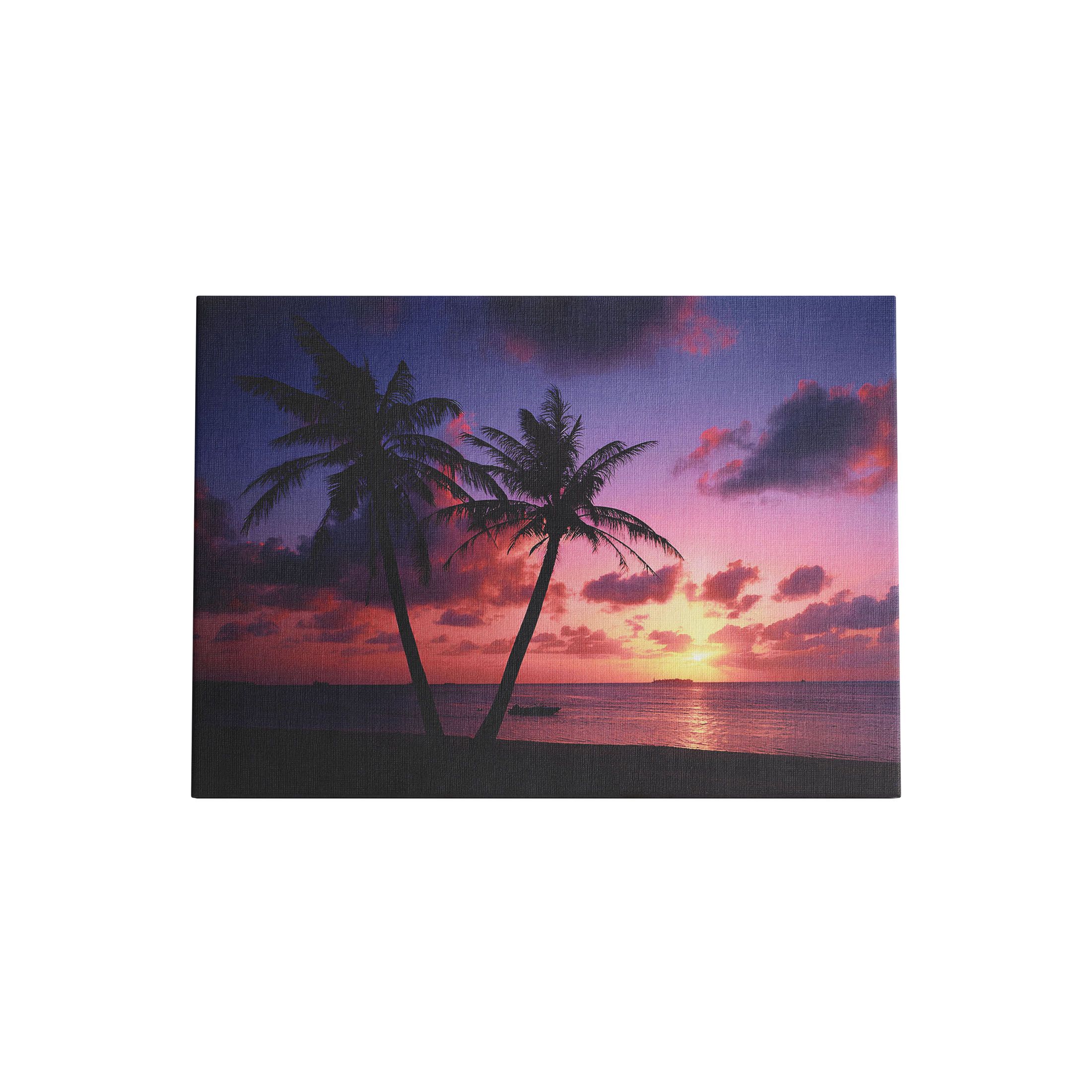 Tropical Beach Ocean Sunset with Palm trees Framed Wall Canvas Ready to Hang, Lage A2 Size Wall Canvas Poster Painting Wall Decor, Office Decor, Home Decoration Painting Restaurant Wall Prin Art Print