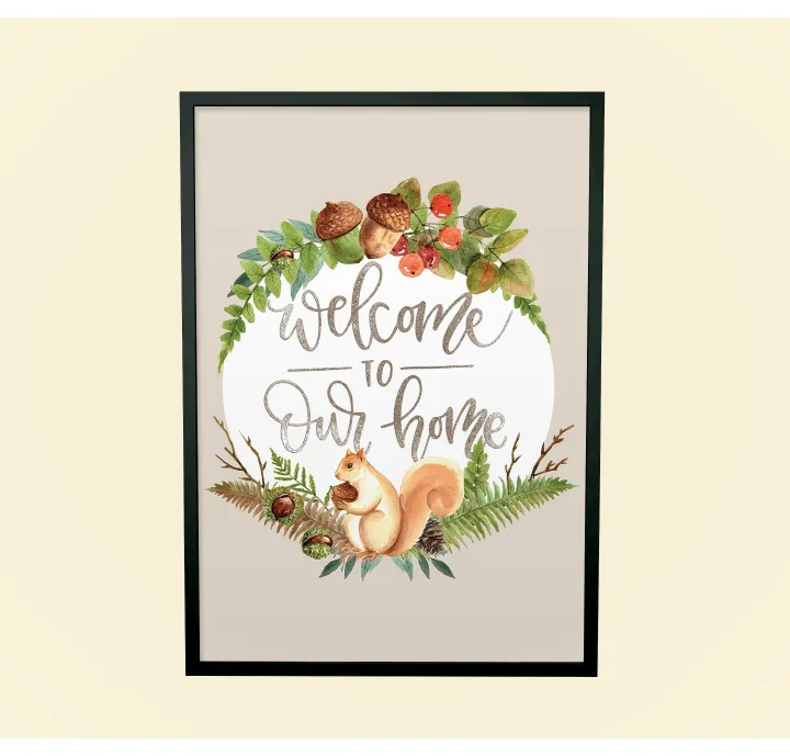 Welcome to Our Home Wall Decor Hanging Framed 3 Size Large Wall Poster A4 Size Wall Art Ready to Hang