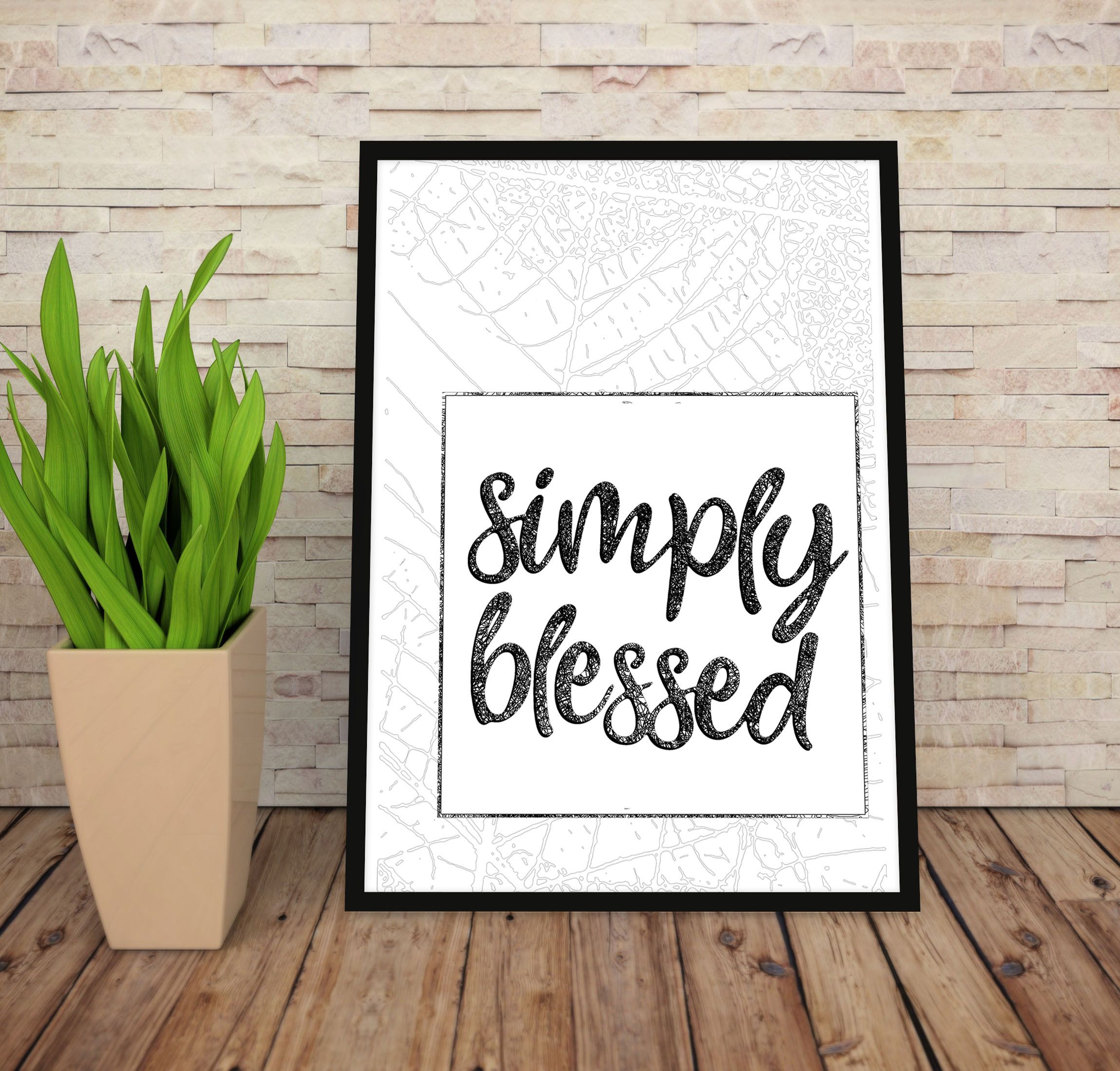 Christian Framed Wall Art, Simply Blessed Wall Decor Housewarming Gift, Home Decor Gift Ideas, Farmhouse Decor