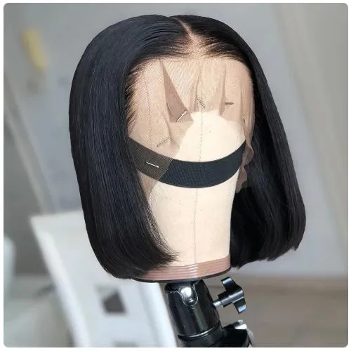 Short Bob Wigs Human Hair Transparent 13x4 Lace Frontal Human Hair Wigs For Women Straight Short Bob Swiss Big Lace Frontal Human Hair Wigs