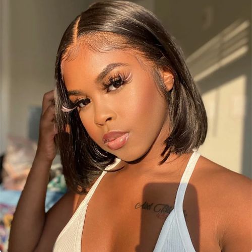 Short Bob Wigs Human Hair Transparent 13x4 Lace Frontal Human Hair Wigs For Women Straight Short Bob Swiss Big Lace Frontal Human Hair Wigs
