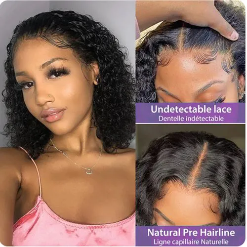 Human Hair Wigs Deep Wave Short Bob Wig Human Hair 4x4 Lace Closure Wigs HD Transparent Lace Front Wigs For Women Water Wave Curly Pre Plucked